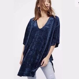 FREE PEOPLE Velvet Blue Tunic